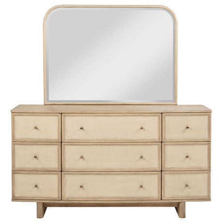 Kailani Beige Oak 9-drawer Dresser and Mirror by Coaster at Eve Furniture