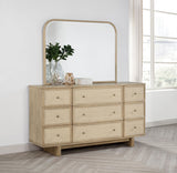 Kailani Beige Oak 9-drawer Dresser and Mirror by Coaster at Eve Furniture