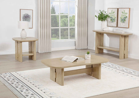 Kailani Beige Oak Coastal Rectangular Cocktail Coffee Table by Coaster at Eve Furniture