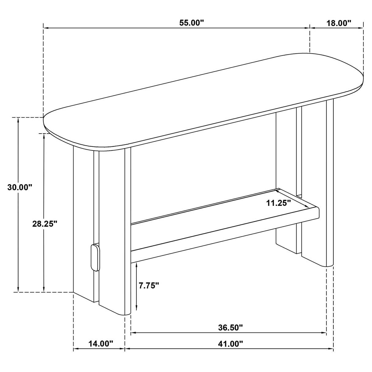 Kailani Beige Oak Coastal Sofa Console Table with Shelf by Coaster at Eve Furniture