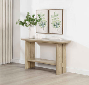 Kailani Beige Oak Coastal Sofa Console Table with Shelf by Coaster at Eve Furniture