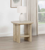 Kailani Beige Oak Coastal Square End Side Table with Shelf by Coaster at Eve Furniture