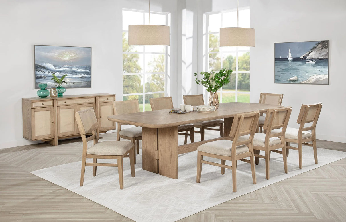 Kailani Beige Oak Rectangular Wood Dining Table by Coaster at Eve Furniture