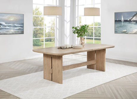 Kailani Beige Oak Rectangular Wood Dining Table by Coaster at Eve Furniture