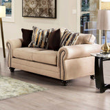 Kailyn Sand Stationary Sofa & Loveseat by Furniture of America at Eve Furniture