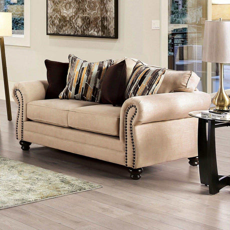 Kailyn Sand Stationary Sofa & Loveseat by Furniture of America at Eve Furniture