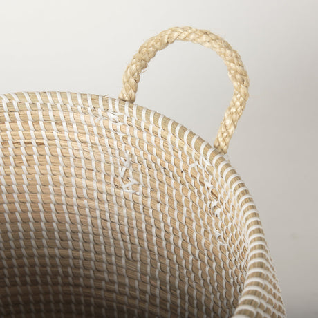Kairi Set of 2 Seagrass Floor Baskets w/ Lids and Handles by Mercana at Eve Furniture