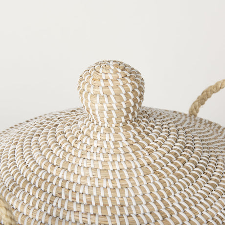 Kairi Set of 2 Seagrass Floor Baskets w/ Lids and Handles by Mercana at Eve Furniture