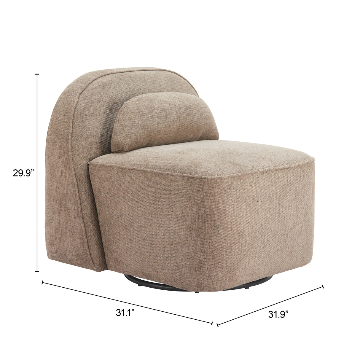 Kakao Olive Brown Swivel Chair by Zuomod at Eve Furniture