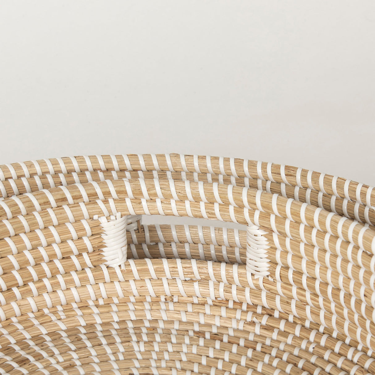 Kalama Set of 2 Large Round Seagrass Trays w/ Handles by Mercana at Eve Furniture