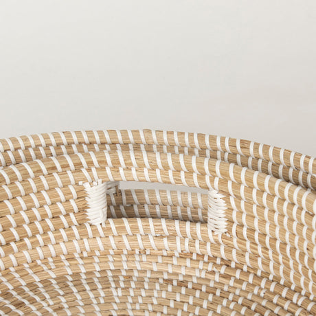 Kalama Set of 2 Large Round Seagrass Trays w/ Handles by Mercana at Eve Furniture