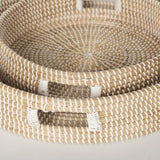 Kalama Set of 2 Large Round Seagrass Trays w/ Handles by Mercana at Eve Furniture