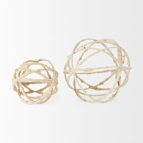 Kali 4.5L x 4.5W x 4.5H Small Beige Decorative Metal and Paper Object by Mercana at Eve Furniture