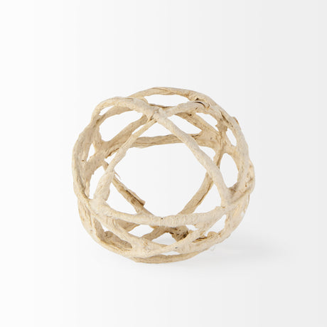 Kali Small Beige Decorative Metal and Paper Object by Mercana at Eve Furniture