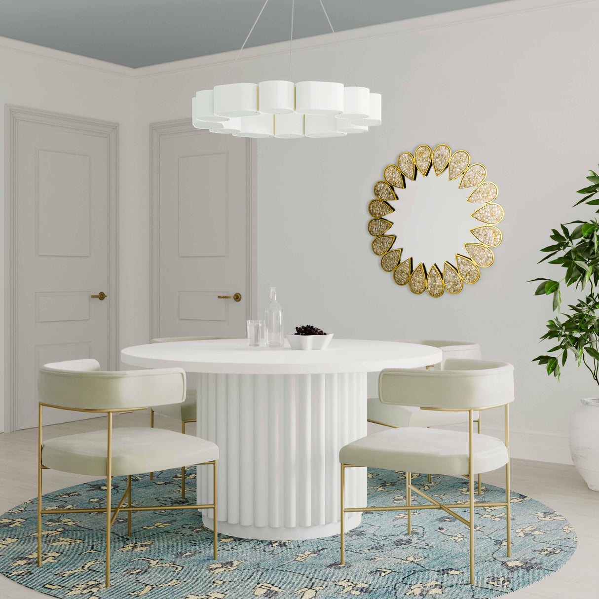 Kali White 55" Round Dining Table by TOV Furniture at Eve Furniture