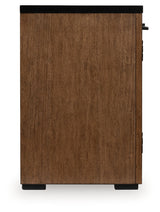 Kallari Warm Brown and Matte Black 2 Door Credenza by Ashley at Eve Furniture