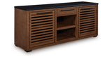 Kallari Warm Brown and Matte Black 2 Door Credenza by Ashley at Eve Furniture