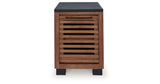 Kallari Warm Brown and Matte Black Chairside End Table by Ashley at Eve Furniture