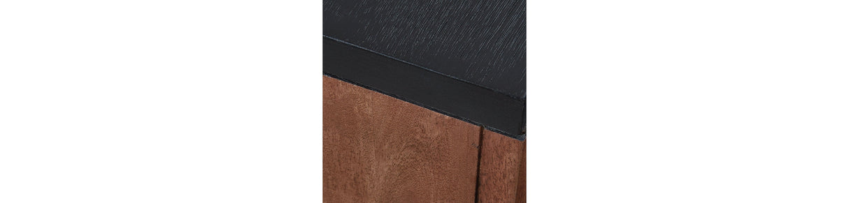 Kallari Warm Brown and Matte Black Chairside End Table by Ashley at Eve Furniture