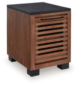 Kallari Warm Brown and Matte Black Chairside End Table by Ashley at Eve Furniture