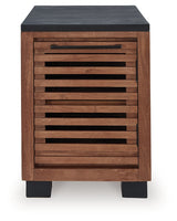 Kallari Warm Brown and Matte Black Chairside End Table by Ashley at Eve Furniture