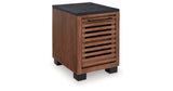 Kallari Warm Brown and Matte Black Chairside End Table by Ashley at Eve Furniture