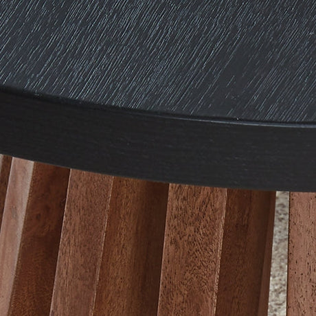 Kallari Warm Brown and Matte Black End Table by Ashley at Eve Furniture