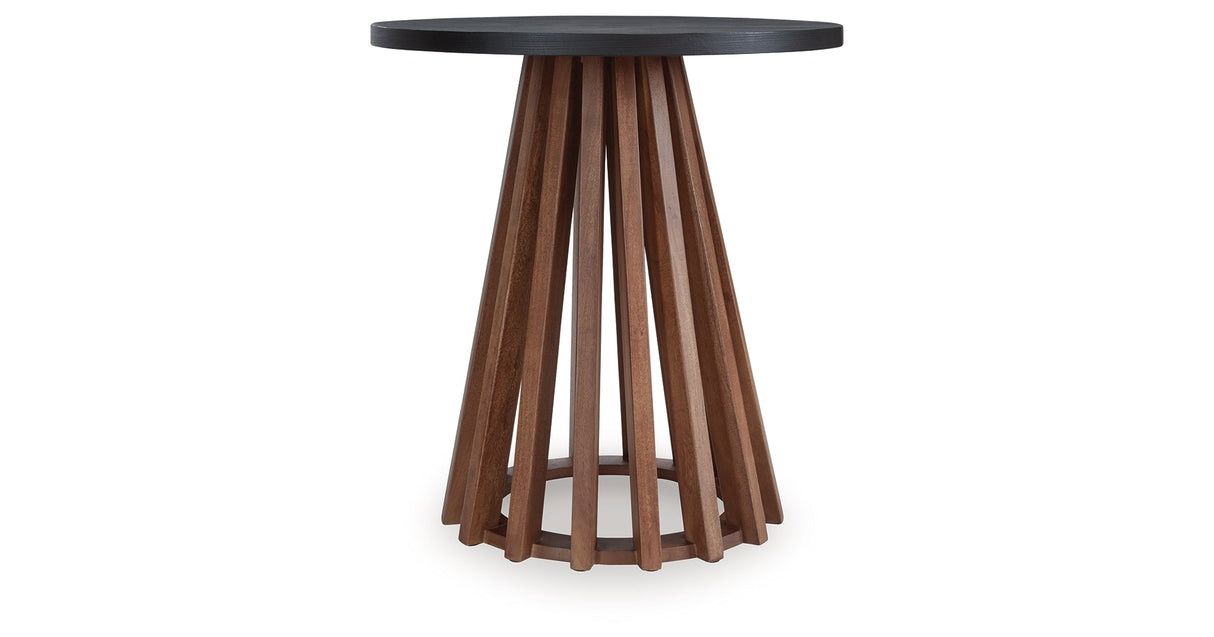 Kallari Warm Brown and Matte Black End Table by Ashley at Eve Furniture