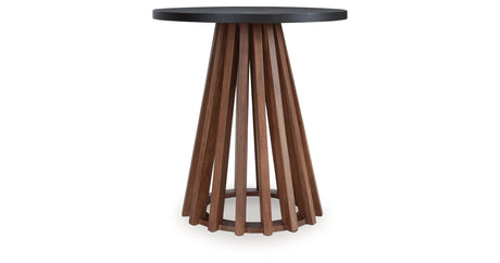 Kallari Warm Brown and Matte Black End Table by Ashley at Eve Furniture