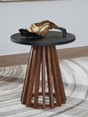 Kallari Warm Brown and Matte Black End Table by Ashley at Eve Furniture