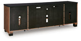 Kallari Warm Brown/Black 84" TV Stand by Ashley at Eve Furniture