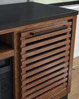 Kallari Warm Brown/Black 84" TV Stand by Ashley at Eve Furniture