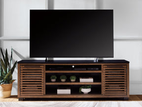 Kallari Warm Brown/Black 84" TV Stand by Ashley at Eve Furniture