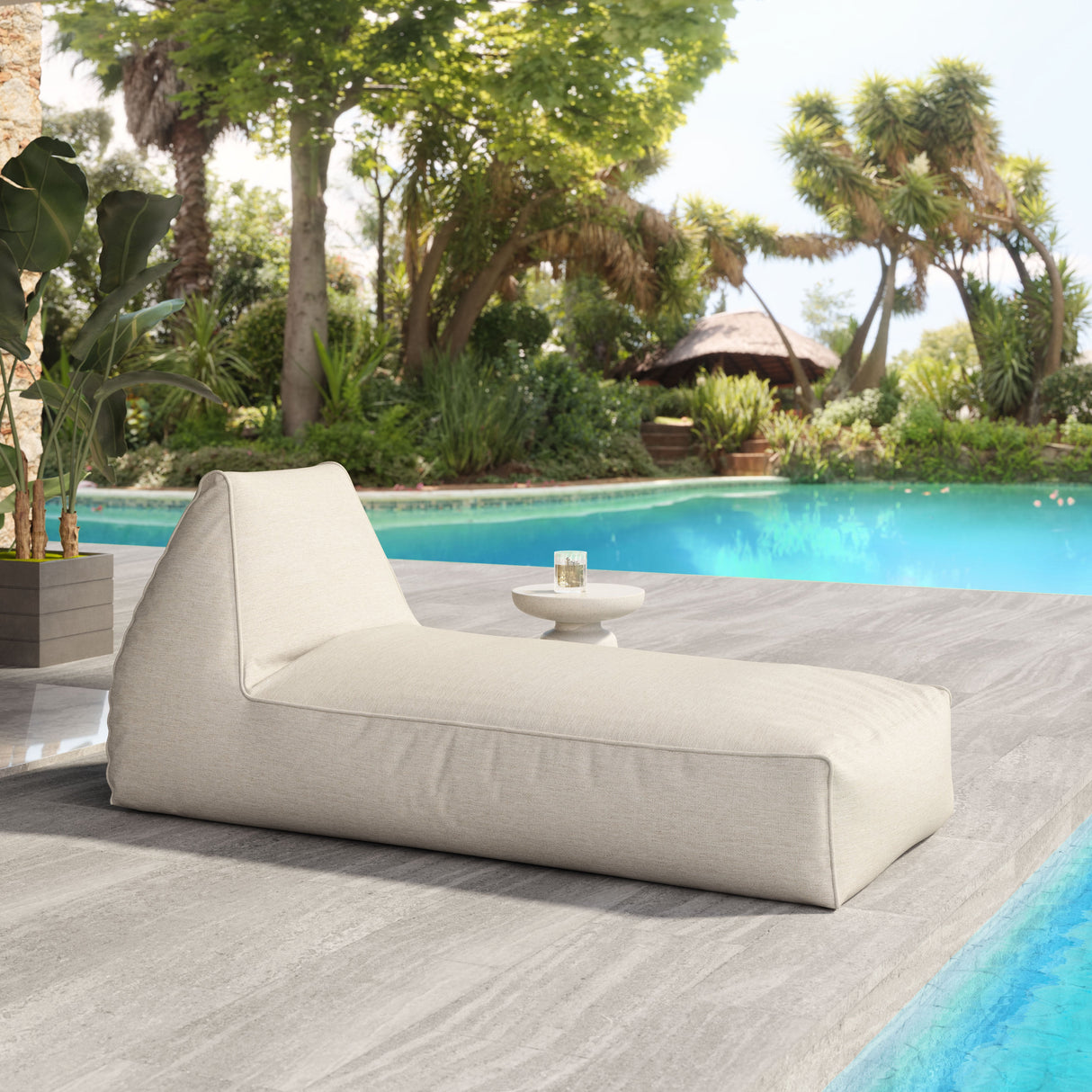 Kalm Beige Outdoor Chaise Lounge by Zuomod at Eve Furniture