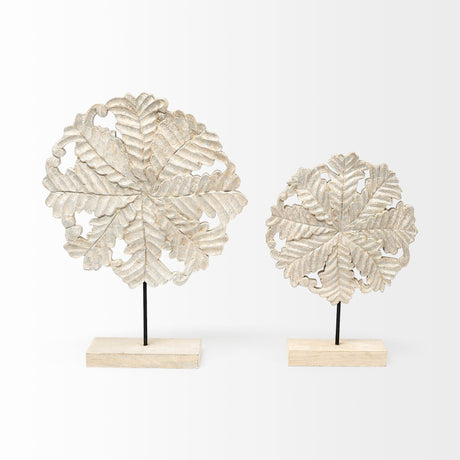Kamara I (Small) White Washed Wood W/Antiqued Silver Botanical Decorative Object by Mercana at Eve Furniture
