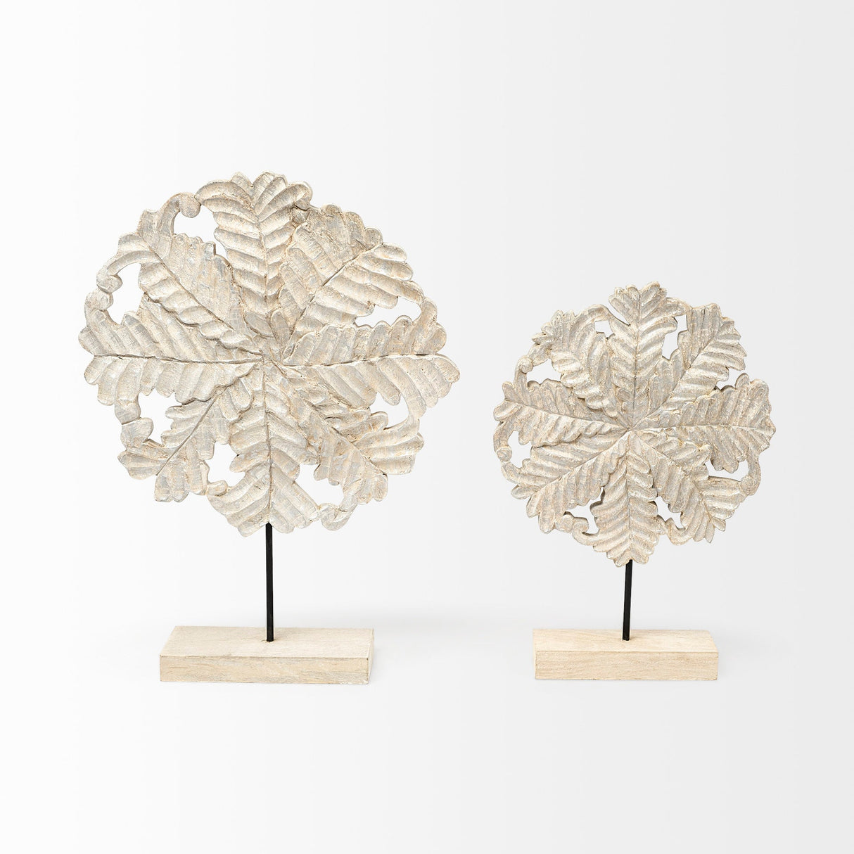 Kamara II (Large) 16L x 4W White Washed Wood W/Antiqued Silver Botanical Decorative Object by Mercana at Eve Furniture