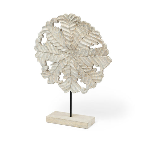 Kamara II (Large) White Washed Wood W/Antiqued Silver Botanical Decorative Object by Mercana at Eve Furniture