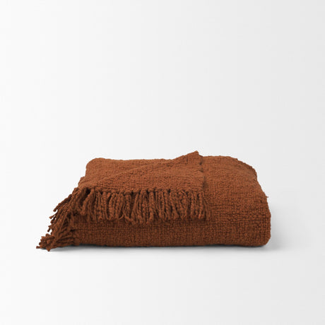 Kambal Copper Rust Woven Cotton Throw Blanket by Mercana at Eve Furniture