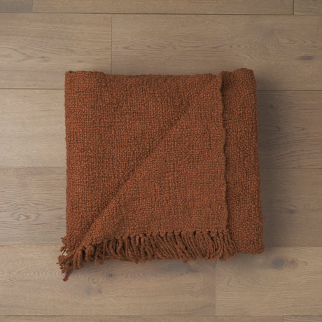 Kambal Copper Rust Woven Cotton Throw Blanket by Mercana at Eve Furniture