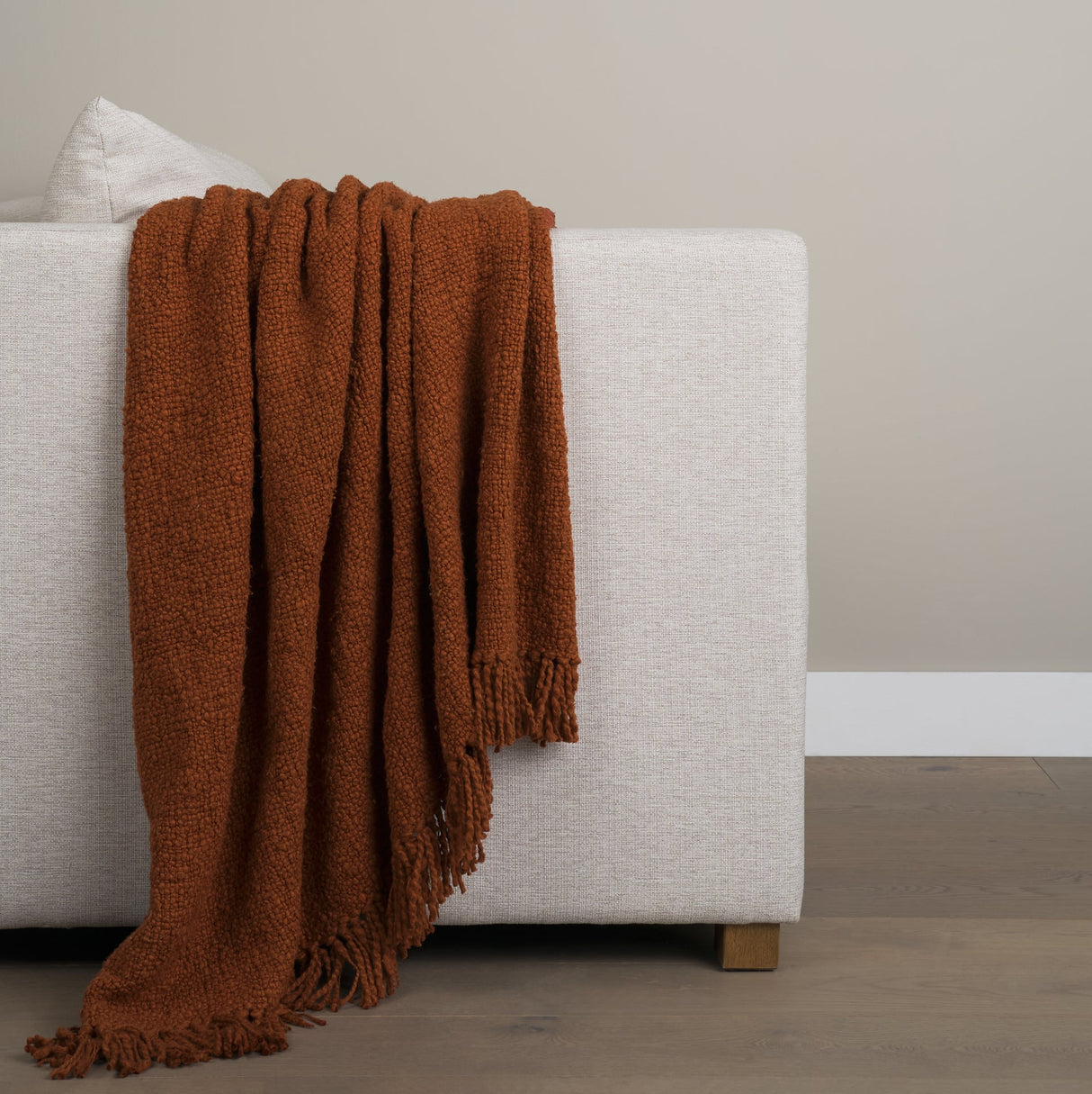 Kambal Copper Rust Woven Cotton Throw Blanket by Mercana at Eve Furniture