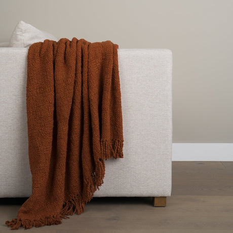 Kambal Copper Rust Woven Cotton Throw Blanket by Mercana at Eve Furniture