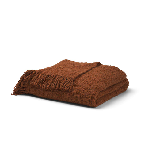 Kambal Copper Rust Woven Cotton Throw Blanket by Mercana at Eve Furniture