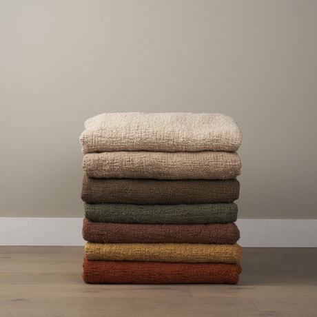 Kambal Dark Olive Green Woven Cotton Throw Blanket by Mercana at Eve Furniture