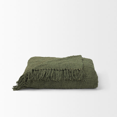 Kambal Evergreen Woven Cotton Throw Blanket by Mercana at Eve Furniture