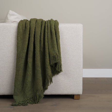 Kambal Evergreen Woven Cotton Throw Blanket by Mercana at Eve Furniture