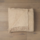 Kambal Light Beige Woven Cotton Throw Blanket by Mercana at Eve Furniture