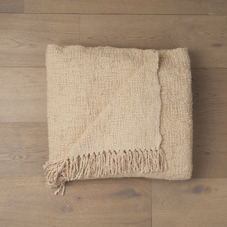 Kambal Light Beige Woven Cotton Throw Blanket by Mercana at Eve Furniture