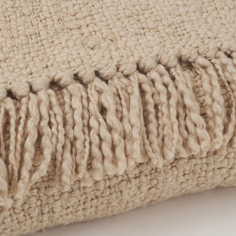 Kambal Light Beige Woven Cotton Throw Blanket by Mercana at Eve Furniture