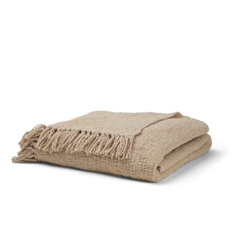 Kambal Light Beige Woven Cotton Throw Blanket by Mercana at Eve Furniture