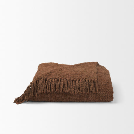 Kambal Mahogany Woven Cotton Throw Blanket by Mercana at Eve Furniture